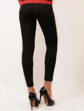 Pantaloni Dama Stil Colant Cu Piele Ecologica Lateral Negri