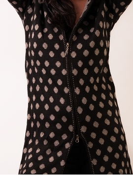 Cardigan Dama Cu Buline Si Gluga Negru Si Maro