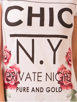 Tricou Dama Cu Imprimeu Chic NY Alb