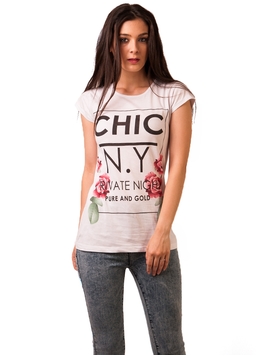 Tricou Dama Cu Imprimeu Chic NY Alb
