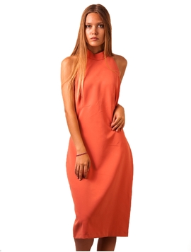 Rochie Cu Spatele Semi-Gol Caramizie