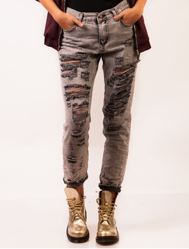 Jeans Dama Cu Rupturi Gri