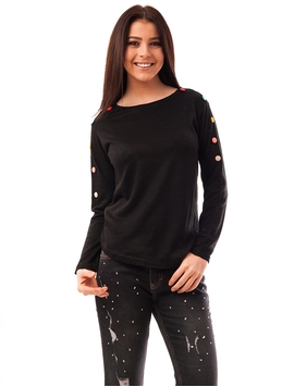 Bluza Dama Cu Nasturi Colorati Pe Umeri Negru