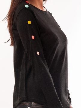 Bluza Dama Cu Nasturi Colorati Pe Umeri Negru
