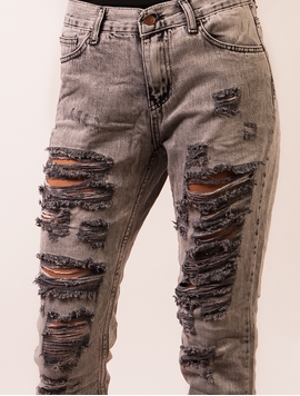Jeans Dama Cu Rupturi Gri