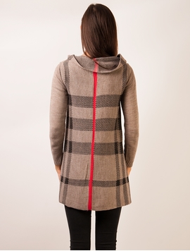 Cardigan Dama In Carouri Bej Si Rosu