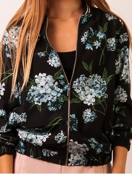 Jacheta Dama Cu Imprimeu Floral Negru Si Albastru