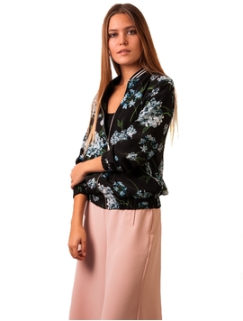 Jacheta Dama Cu Imprimeu Floral Negru Si Albastru