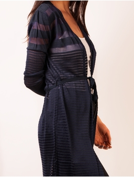 Cardigan Dama Cu Cordon Bleumarin