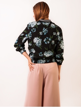 Jacheta Dama Cu Imprimeu Floral Negru Si Albastru