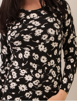 Bluza Dama Cu Flori Negru Si Alb