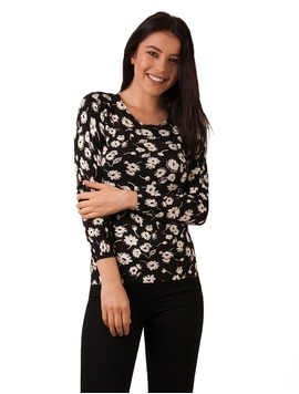 Bluza Dama Cu Flori Negru Si Alb