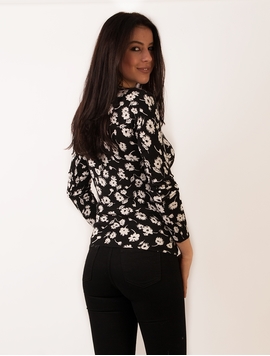 Bluza Dama Cu Flori Negru Si Alb