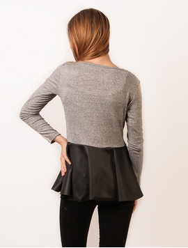 Bluza Dama Cu Guler Brodat Si Volane Gri