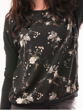 Bluza Dama Cu Model Floral Neagra