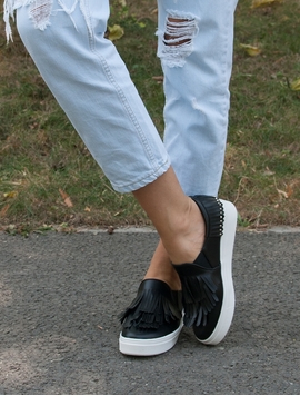 Espadrile Dama Cu Franjuri Negre