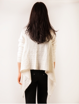Cardigan Dama In Colturi Cu Buzunare Alb