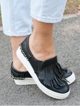 Espadrile Dama Cu Franjuri Negre