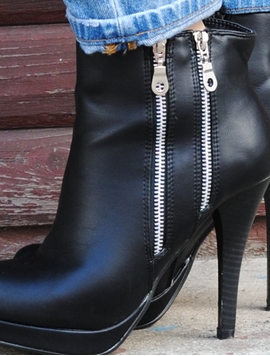 Botine Dama Cu Fermoare Si Toc Cui Negre