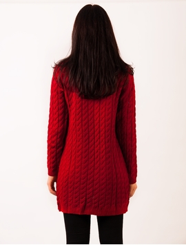 Cardigan Dama Accesorizat Cu Brosa Rosu 