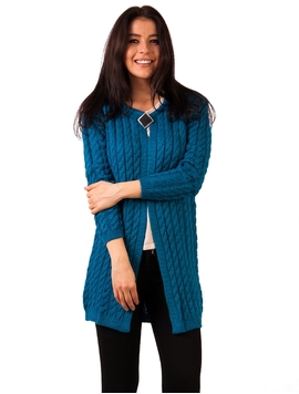 Cardigan Dama Accesorizat Cu Brosa Albastru Deschis