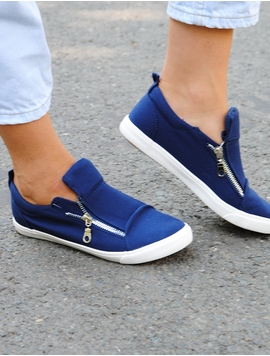 Espadrile Dama Cu Fermoare Laterale Bleumarin