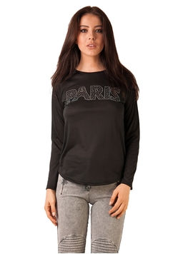 Bluza Dama Cu Pietricele Paris Negru