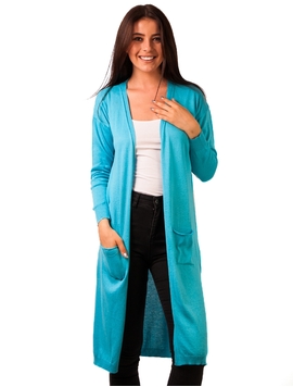 Cardigan Dama Lung Cu Buzunare Albastru