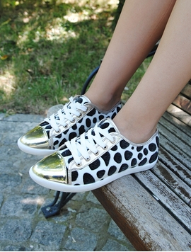Tenisi Dama Golden Animal Print Alb Si Negru