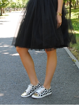 Tenisi Dama Golden Animal Print Alb Si Negru