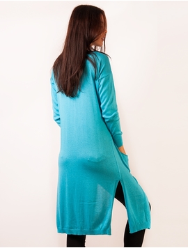 Cardigan Dama Lung Cu Buzunare Albastru