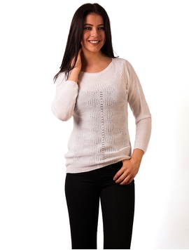Pulover Dama Cu Model In Fata Alb