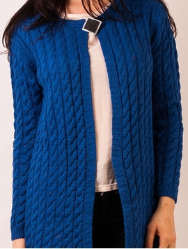 Cardigan Dama Accesorizat Cu Brosa Albastru