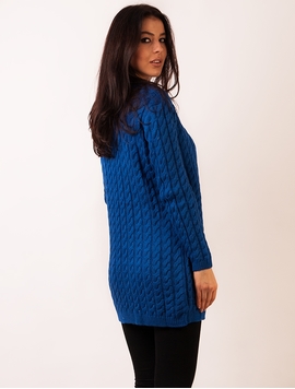 Cardigan Dama Accesorizat Cu Brosa Albastru