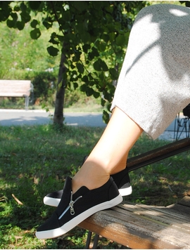 Espadrile Dama Cu Fermoare Laterale Negru