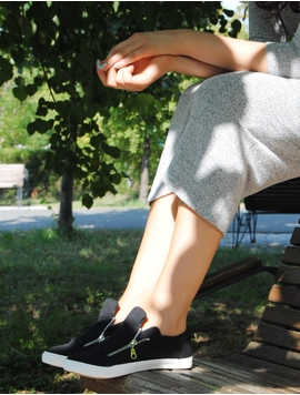 Espadrile Dama Cu Fermoare Laterale Negru