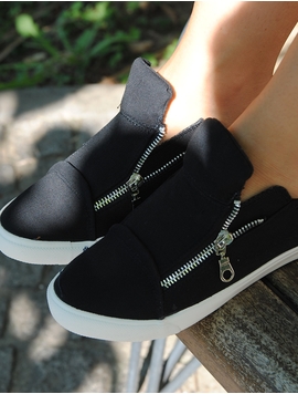 Espadrile Dama Cu Fermoare Laterale Negru