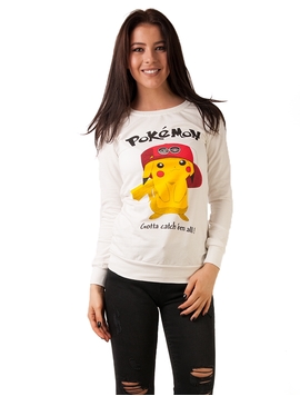 Bluza Dama Sport Cu Imprimeu Cu Pokemon Alb