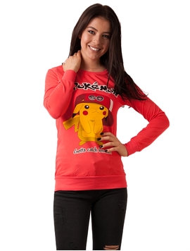 Bluza Dama Sport Cu Imprimeu Cu Pokemon Corai
