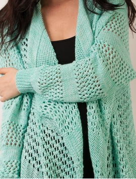 Cardigan Dama Cu Model Tricotat Si Franjuri Verde Strident