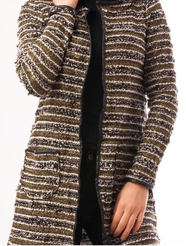 Cardigan Dama Lung Stralucitor Negru Si Auriu 