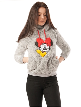 Hanorac Dama Pufos Cu Imprimeu Minnie Mouse Gri