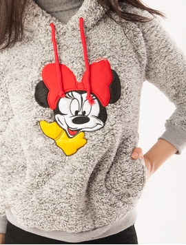 Hanorac Dama Pufos Cu Imprimeu Minnie Mouse Gri