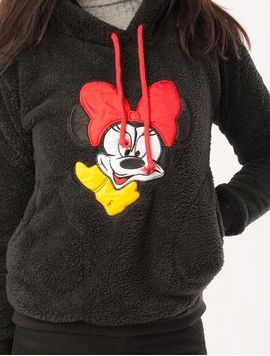 Hanorac Dama Pufos Cu Imprimeu Minnie Mouse Negru