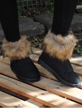 Cizme Dama In Stil UGG Negru Si Maro