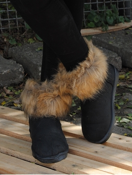 Cizme Dama In Stil UGG Negru Si Maro