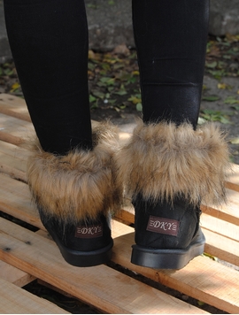 Cizme Dama In Stil UGG Negru Si Maro