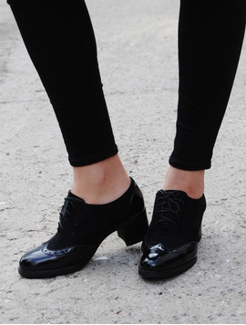 Pantofi Dama Stil Oxford Cu Siret Negri
