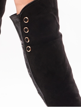 Cizme Dama Lungi Accesorizate Cu Nasturi Negre