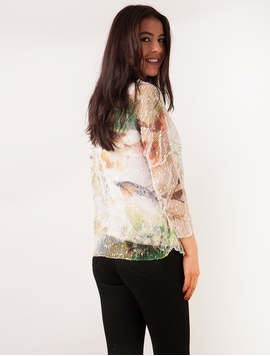 Bluza Dama Cu Imprimeu Si Plasa Verde